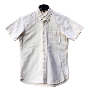 Muji Button Down Shirt Yellow Short Sleeve Business Casual Preppy Top EUC XS